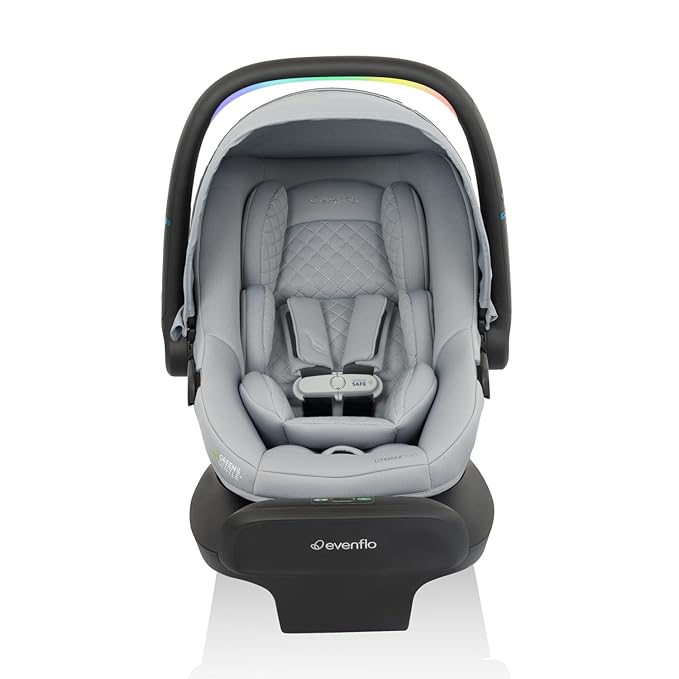 Evenflo LiteMax NXT Rear-Facing Lightweight Preemie and Infant Car Seat 3-30lbs with SensorySoothe. Easy Install with Base (Quartz)