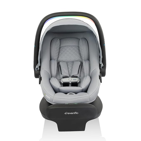 Evenflo LiteMax NXT Rear-Facing Lightweight Preemie and Infant Car Seat 3-30lbs with SensorySoothe. Easy Install with Base (Quartz)