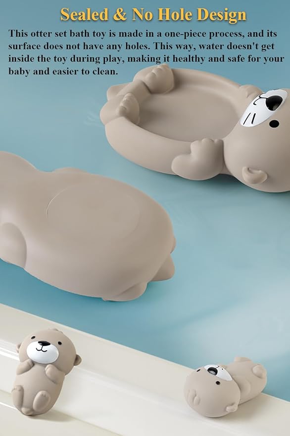 Otter Bath Toy Set, Child-Mother Otter Playset Tub Toy, 1 Mother Otter and 3 Baby Otters Water Toy Bathtub Otter Toy Set Otters Family Floating Toy for Babies