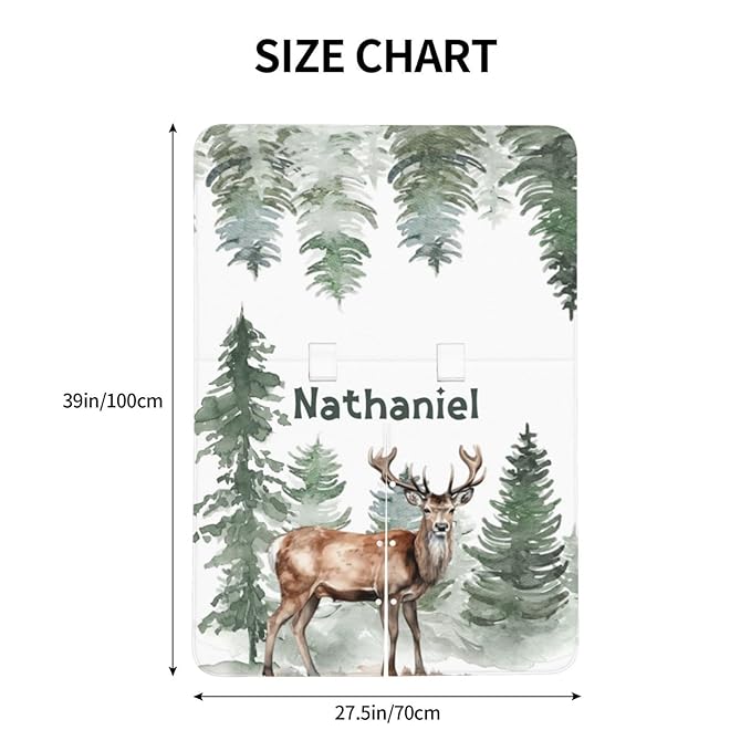 Custom Name Baby Car Seat Cover Woodland Deer – Personalized Nursing Cover, Stroller Canopy, Breastfeeding Privacy Cover, Multi-Use Infant Blanket, Shower Gift for Baby Boys