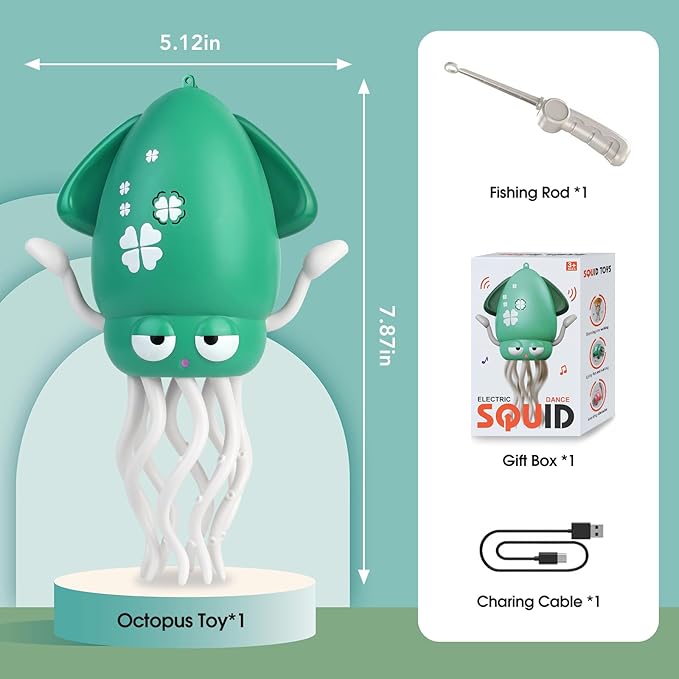 Baby Dancing Octopus Toys for 3 4 5 6+ Year Old Boy Girl, Magic Musical Crawling Tummy Time Toy, Led Light Dancing Squid Toy for Walking Toddlers, Kids Birthday