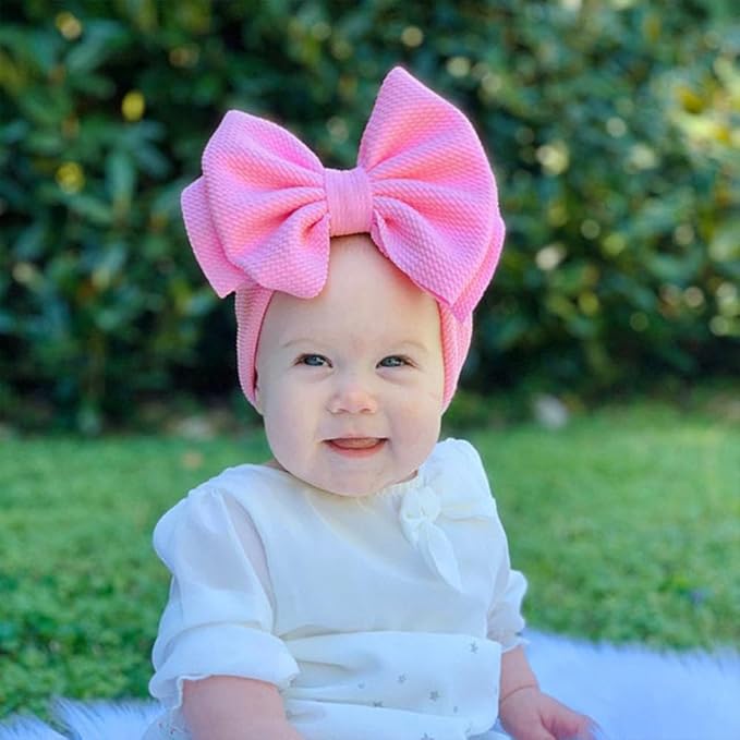 Bows for Baby Girls Headband, Newborn Bows Headbands Baby Hair Bows Hairbands Hair Accessories.(FD104-Rose red Dark Bud Green)