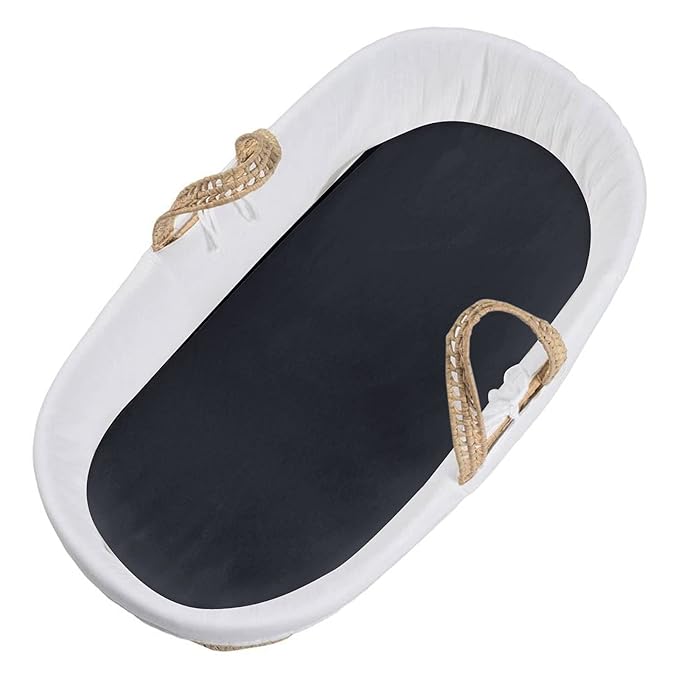 Satin Bassinet Sheet Fitted for Baby Hair and Skin Soft Silk Feeling Bassinet Sheet for Rectangle Hourglass Oval Cradle or Bassinet Pad＆Mattress for Boys and Girls Gift for Baby Toddler Black