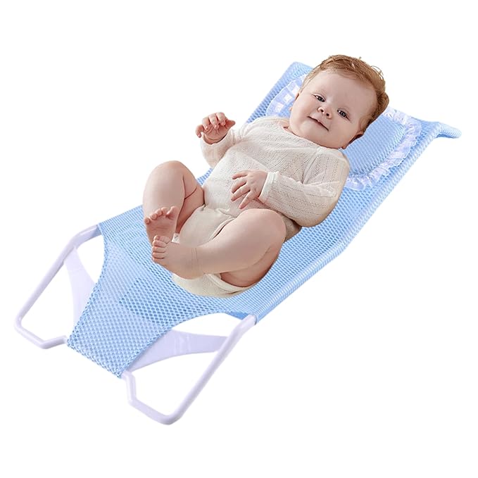 Bathroom Shower Support Seat Pad 58x28x4.2 Cm Baby Bath Support Net PP and Mesh Adjustable Antiskid Bathing Net Cushion Comfortable Soft Cushion for 0-6 Months Old Toddler Girls