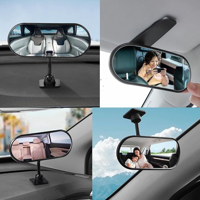 HD Car Mirror for Baby,360° Adjustable Rear View Mirrors Provides a Wide Field of Vision & Observation of the Rear Seat,Clip-on/Stick-on Convex Mirrors Baby Mirror for Car