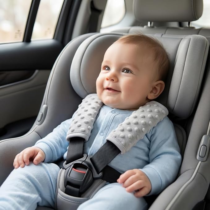 Pro Goleem Car Seat Strap Covers for Babies Soft Car Seat Strap Shoulder Pads for All Car Seats, Stroller, Pushcar, Gray