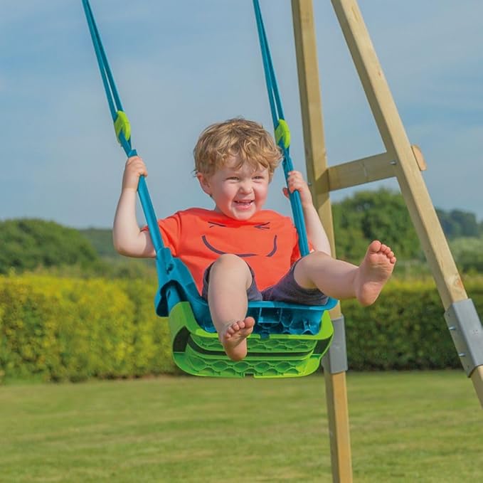 TP Toys Baby Swing - Comfy Toddler Swing Seat, Kids Outdoor Toys, Quadpod Adjustable 4-in-1 Swings Chair, Secure, Safe Quick Click Locking System, Durable, Easy Installation, Ages 6 Months - 8 Years