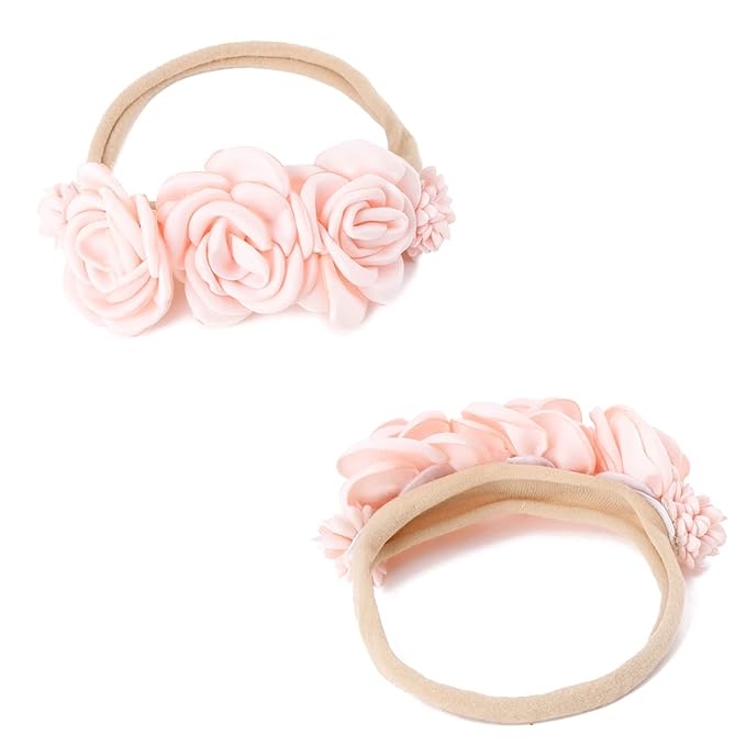 OOSAKU Baby Girl Flower Headbands Set Elastic Floral Headbands 6pcs Soft Nylon Hair Band for Newborn Toddler Hair Accessories