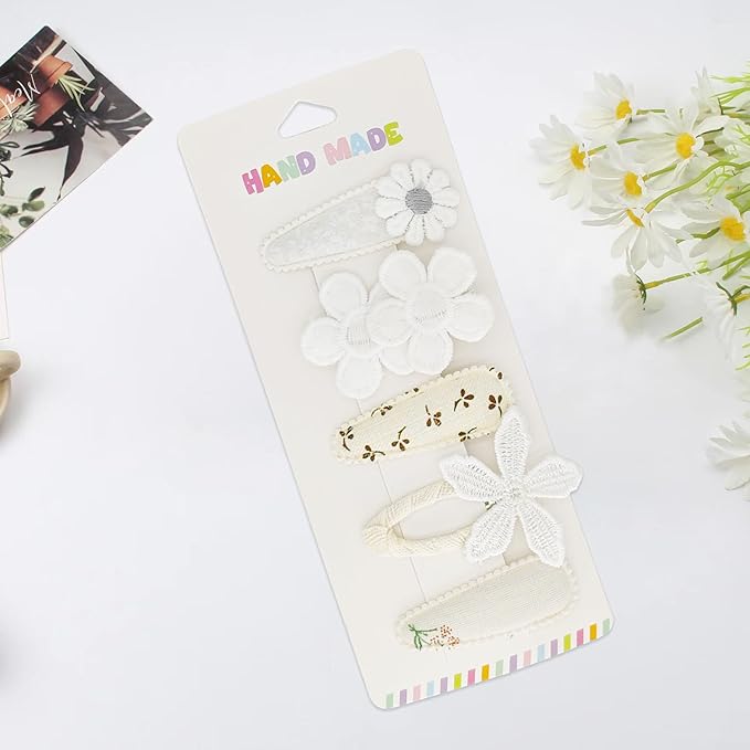5 Pcs Baby Hair Clips Set – 4 Soft Snap Barrettes + 1 Duckbill Clip for Girls & Toddlers, Minimalist Non-Slip Toddler Hair Clips for Thin and Thick Hair
