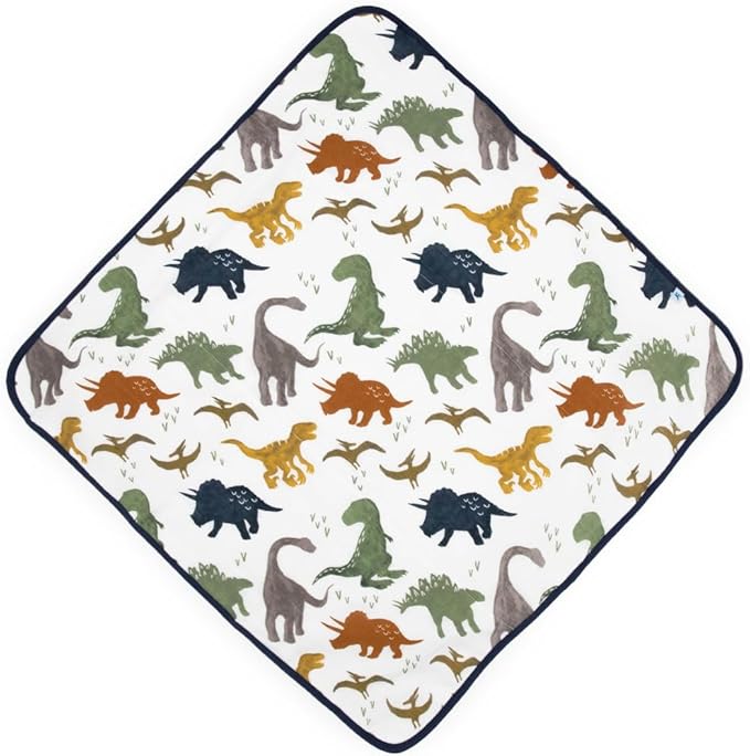 Little Unicorn Premium Infant Hooded Bath Towel| Soft & Absorbent Cotton & Terry Fabric for Newborns (Dino Friends)
