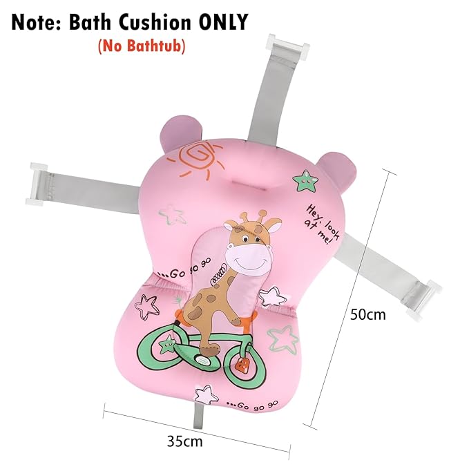 Baby Bath Cushion Cartoon Newborn Bathtub Mat Non-Slip Baby Bath Pad Quick Dry Baby Bathtub Pillow Seat Mat Floating Baby Bath Seat Cushion Adjustable Baby Bath Support Cushion for Baby 0-12 Months