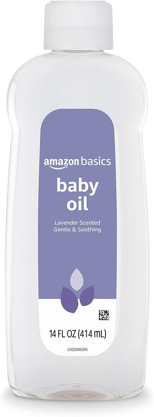 Amazon Basics Baby Oil, Soothing Lavender Scented, Prevents Moisture Loss, 14 Fluid Ounce, 1-Pack (Previously Solimo)