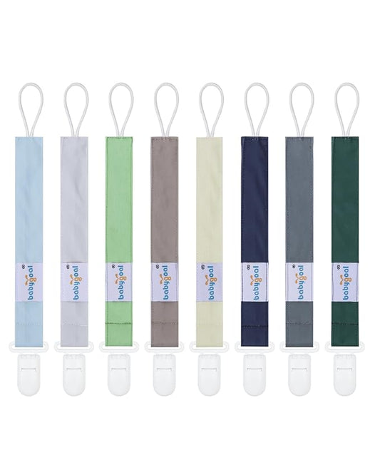 babygoal Baby Pacifier Clips 8 Pack, Pacifier Holder Clips for Boys and Girls Fits Most Pacifier and Binkies-Neutral Color