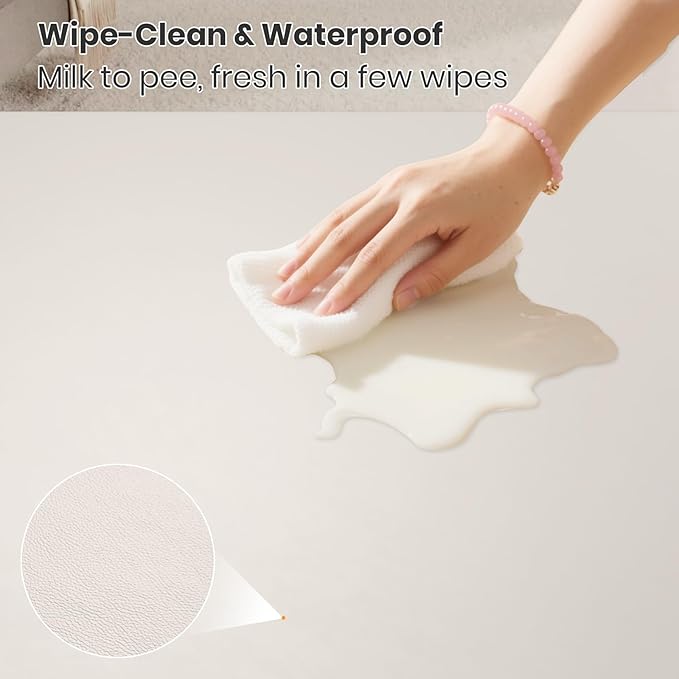 Baby Play Mats for Floor, 50x50 Extra Thick & Super Soft Play Mat for Floor, Toddlers & Baby Play Mat, Waterproof Non-Slip Play mat, Stylish Breathable Easy to Clean Playmat - Beige