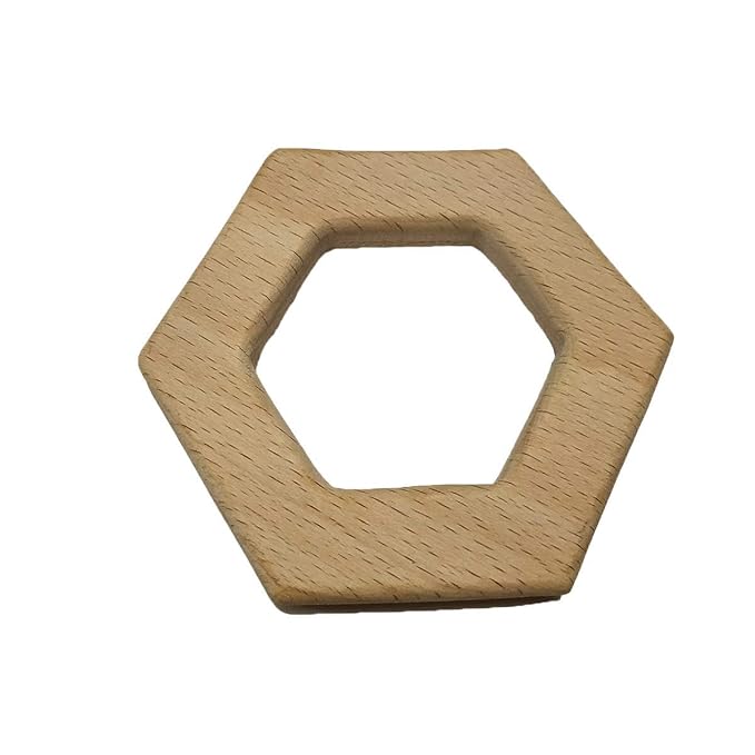 10pcs Natural Wooden Hexagon Pendant Pure Natural Beech Wood Animal Shape for Handmade Home Decoration Craft Accessory (Hexagon 10pcs)