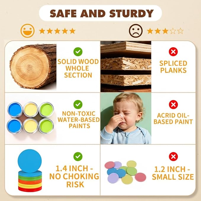 Wooden Montessori Toys for 1, 2,3 Year Old: 3 in 1 Fine Motor Skills, Learning Color Matching Sorting Sensory - Easter Basket Stuffer for Toddler Boy Girls - 18 Month