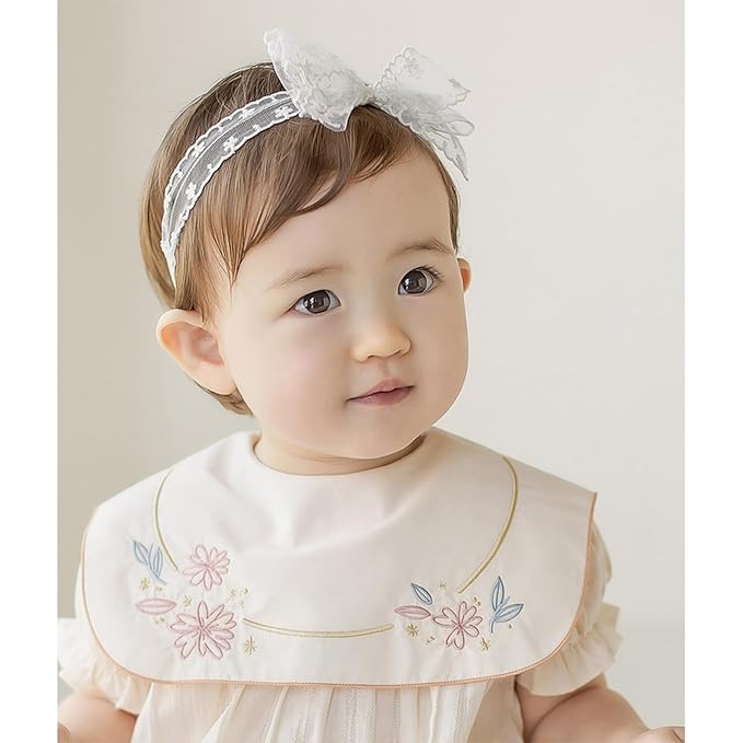 Baby Girls Cute Lace Bow Headband Soft Cotton Elastic Hair Accessories for Toddlers Newborns Ideal for Birthdays Baby Shower Photoshoots Special Occasions