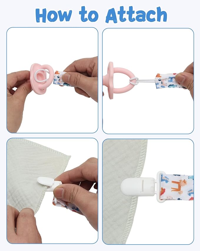 babygoal Aniaml Neutral Pacifier Clips, 8 Pack Binky Paci Holder Clips Fits for Most Baby Pacifiers and Binkies