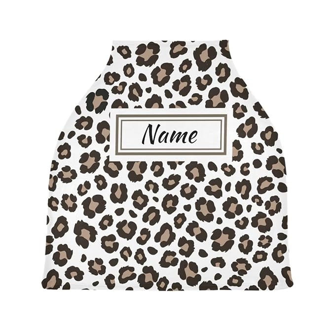 Custom Leopard Cheetah Baby Car Seat Cover Personalized Your Name Nursing Covers Breastfeeding Scarf Infant Carseat Canopy for Mom Baby Gift