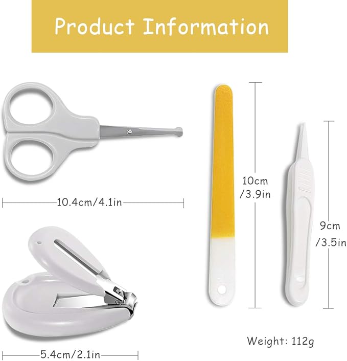 SONARIN Transparent Lid Baby Nail Kit,4-in-1 Baby Grooming Kit,with Baby Nail Clippers,Scissor,Nail File&Tweezer,Baby Nail Care Kit for Newborn,Infant or Toddler(Grey)