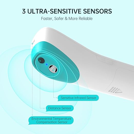 Thermometer for Adults and Kids, Automatic Measurement Within 1-3cm, Fast Accurate Baby Thermometer with Fever Alarm and Mute Mode, White