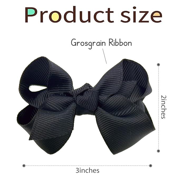 Hair Bows for Girls 10PCS Girls Toddler bows Clips Black Grosgrain Ribbon Alligator Clips Kids Hair Accessories