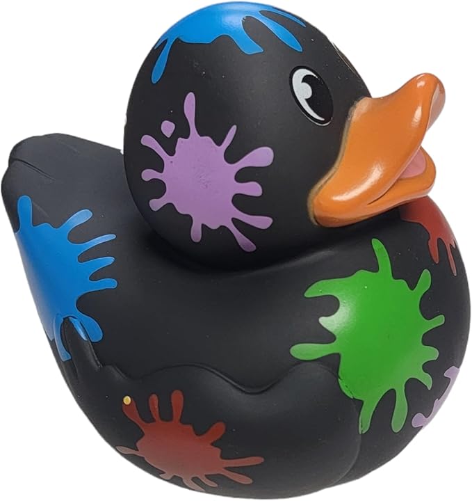 Big Rubber Ducky Collectible Mix (5.5") Alien, Robot, Dinosaur, Splat, Ninja, Confetti, Pink Heart, Yellow, Unicorn and Astronaut. Perfect for Ducking (Splat)