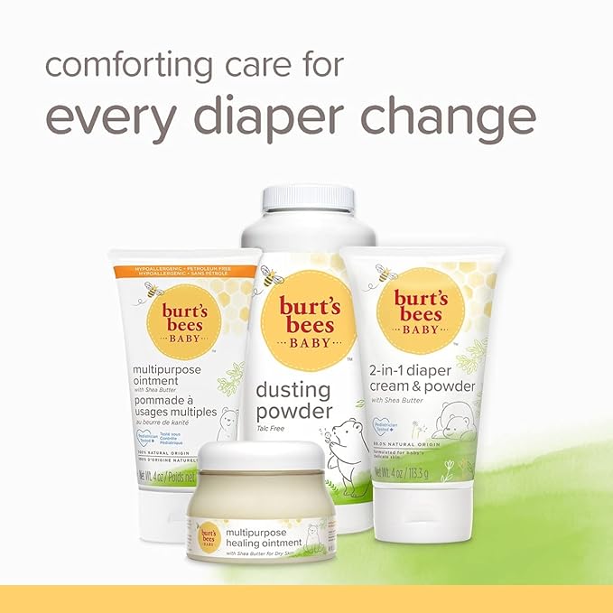 Burt's Bees Baby Daily Cream to Powder, Talc-Free Diaper Rash Cream - 4 Ounce (Pack of 3)