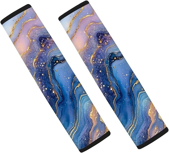 2-Piece Universal Car Seat Belt Cover Pad,Blue Marble Print Soft Comfortable Shoulder Seatbelt Pads Cushions for Adults and Children