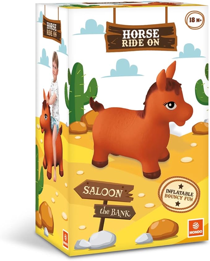 Mondo -9689 World Toys-Horse Ride-On for Kids-Horse Inflatable Riding Horse-Jumping Animal-High Quality-09689, Brown Color, 9689