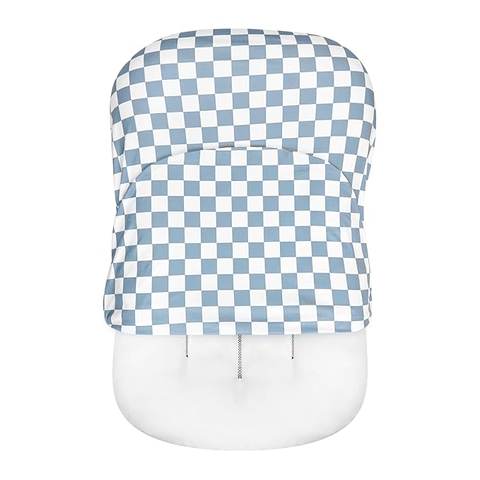 DILIMI Baby Lounger Cover for Boys and Girls, Removable Cover Ultra Soft Comfortable Lounger Slipcover, Blue Checkerboard (Lounger not Included)