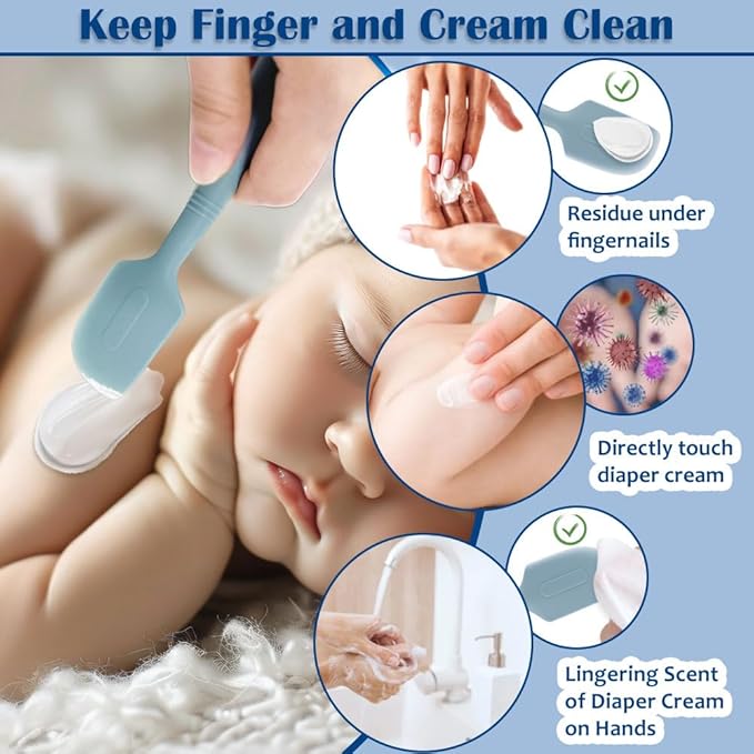 Baby Diaper Cream Spatula,2 Pack Silicone Diaper Cream Applicator Baby Butt Paste Spatula Diaper Cream Brush for Newborn Baby, 1 x Large Size,1 x Small Size (Blue)
