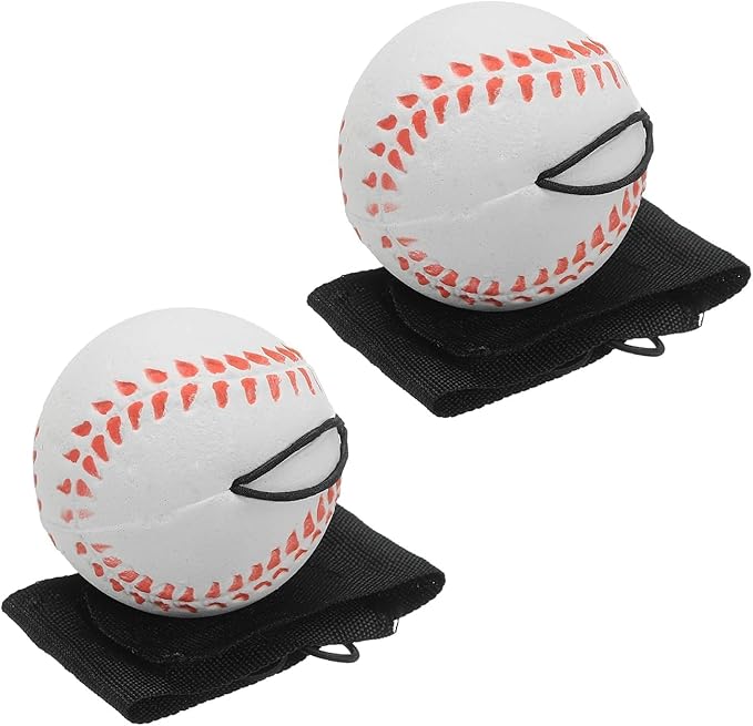 GANPUB 1 Pc White Wrist Return Ball, Sports Wrist Balls on a String, Rubber Rebound Bouncy Wristband Balls on Elastic String Sports Reaction for Wrist Exercise or Play Tennis, Baseball（2.36 in）