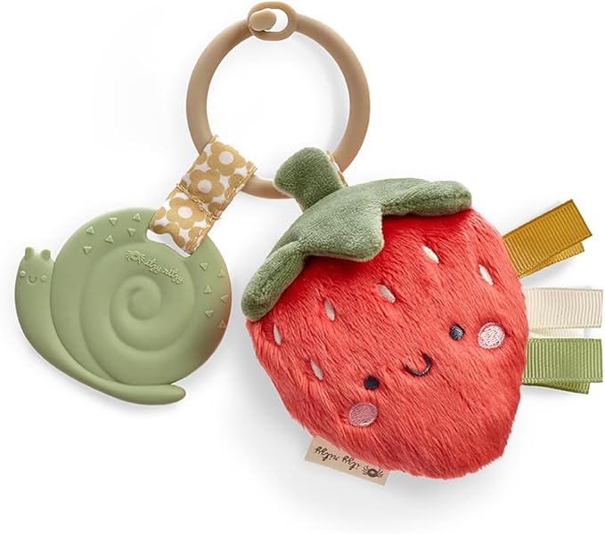 Itzy Ritzy Toddler Backpack with Adjustable Straps, 2 Side Pockets & Spacious Interior plus Itzy Pal Infant Toy & Teether with Lovey, Crinkle Sound & Silicone Teether