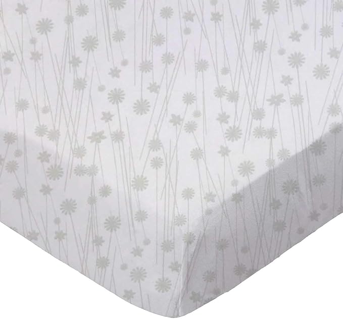 SheetWorld Fitted Youth Bed Sheet 33 x 66, Grey Floral Stems, Made in USA
