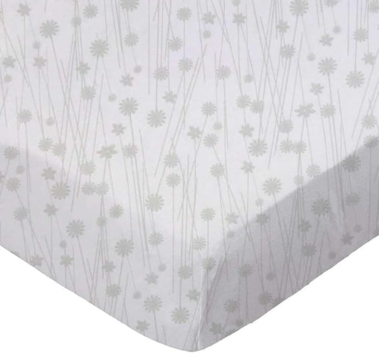 SheetWorld Baby Fitted Changing Pad Cover Sheet 16 x 33 inches, 100% Cotton Woven Sheet, Unisex Boy Girl, Grey Floral Stems, Made in USA