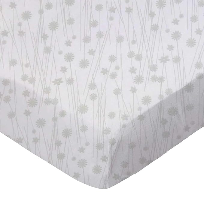 SheetWorld Fitted 100% Cotton Percale Pack N Play Sheet Fits Graco Square Play Yard 36 x 36, Grey Floral Stems, Made in USA