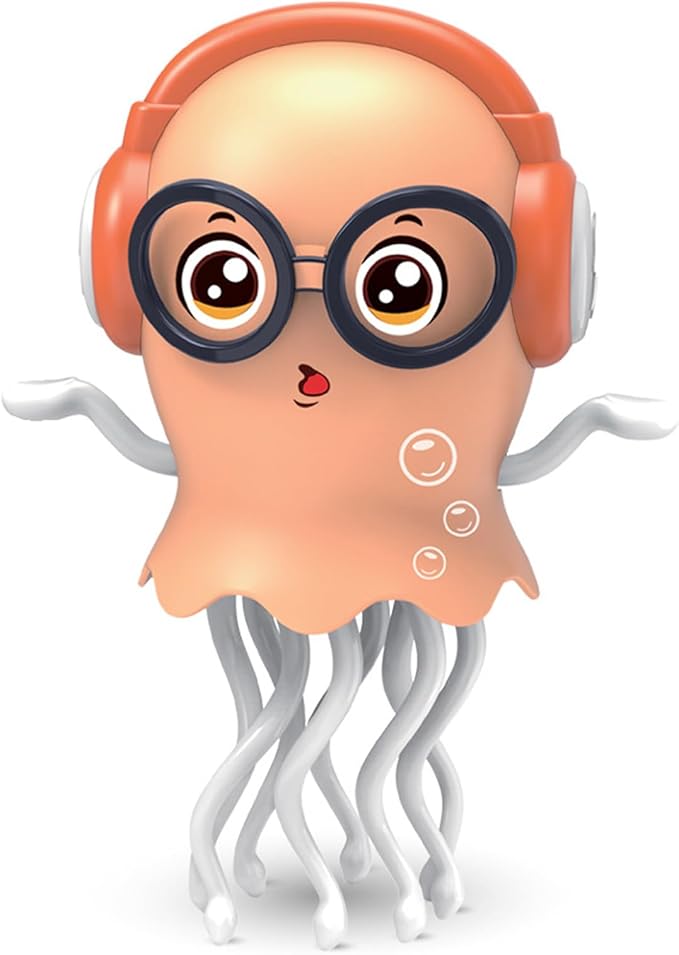 Qxbuhe Dancing Octopus Toy,Smart Tentacle Explorer,Crawling Dancing Automatic Obstacle Sensor Toys,Electric Crawling Octopus with LED Lights & Music (Yellow Jellyfish)