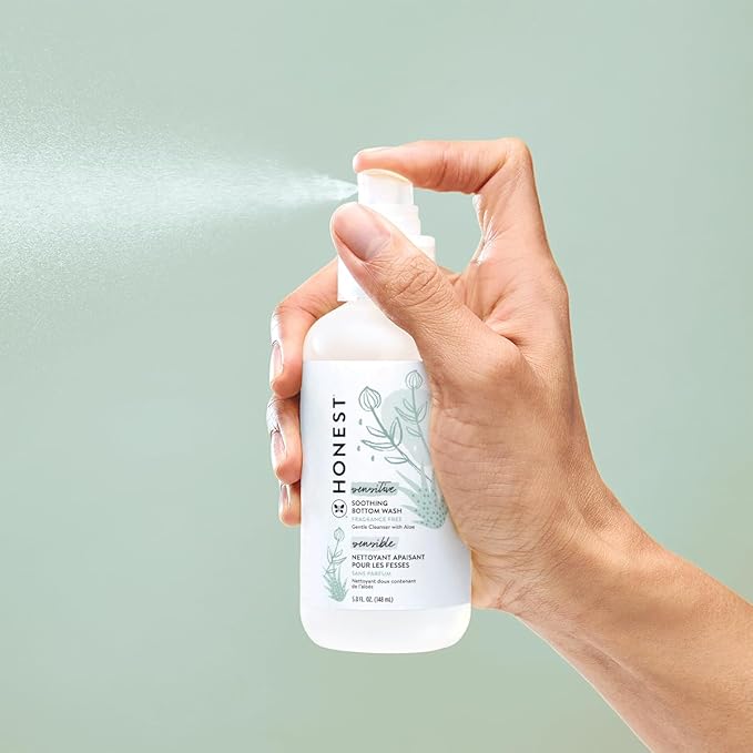 The Honest Company Diaper Rash Cream Spray + Soothing Baby Bottom Wash Bundle | Hypoallergenic, Naturally Derived, Non-Irritating, Cruelty Free | 2 fl oz, 5 fl oz