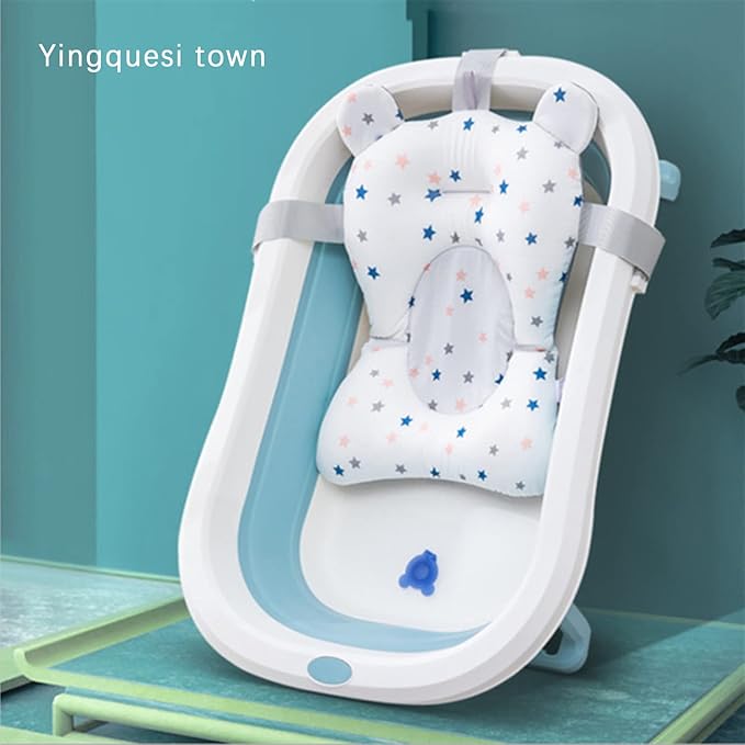 Baby Bathtub Seat Cushion, Adjustable Non-Slip Bath Support Seat Pad, Floating Bath Tub Pillow Mat for Newborn Infant Babies 0-12 Months