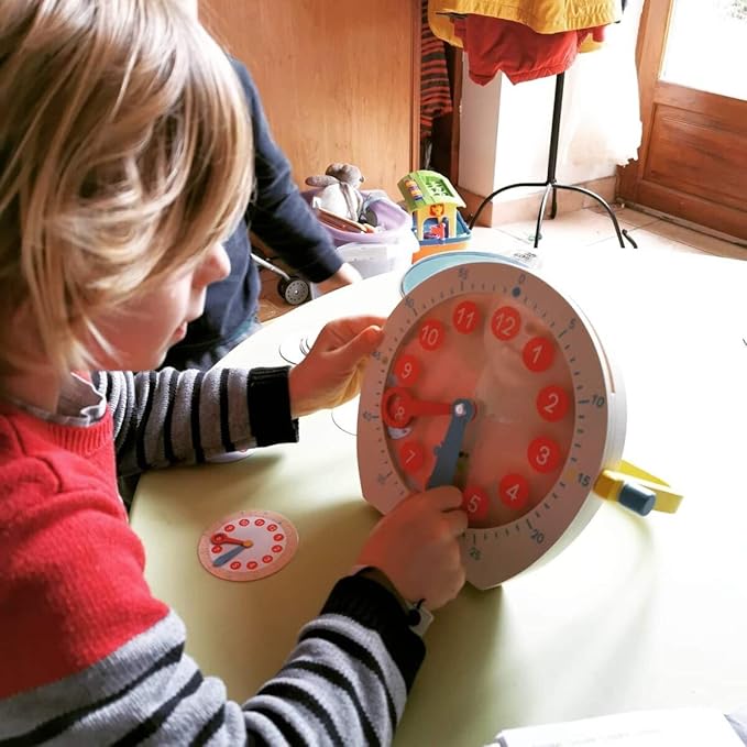 Janod Learn to Tell Time - Wooden Educational Teaching Clock - Ages 5+ - J05076