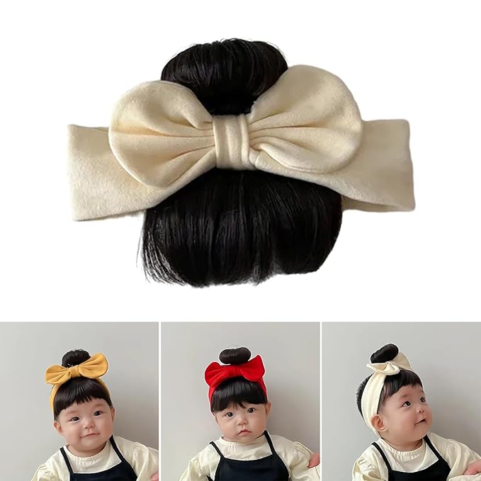 Lovely Bowknot Wigs for Baby Girls Toddler Fashion Headband Newborn, Off-White