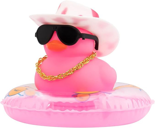 wonuu Car Accessories Rubber Ducks Dashboard Decorations Rubber Duck Pink Accessories Dashboard Duck Car Decorations Car Ducks for Dashboard Car Duck Car Dashboard Decorations, BG-pink-cowboywhitepink