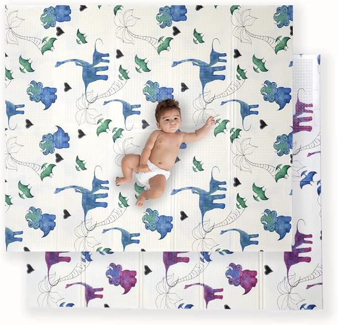 JumpOff Jo Foldable Foam Play Mat – Large Waterproof Baby & Toddler Activity Floor Mat, Double-Sided 70 x 59 Inch Play Surface