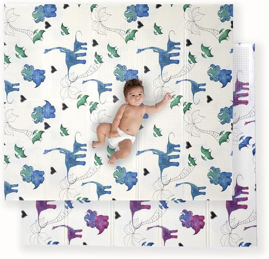 JumpOff Jo Foldable Foam Play Mat – Large Waterproof Baby & Toddler Activity Floor Mat, Double-Sided 70 x 59 Inch Play Surface