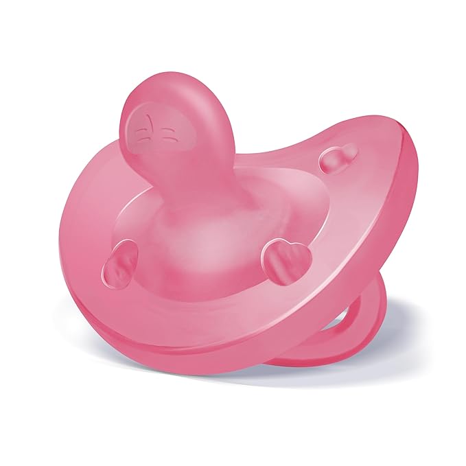 Chicco PhysioForma Orthodontic Pacifier for Babies 16-24 Months, 100% Soft Silicone, BPA Free & Breathing Support, 2-Pack with Sterilizing Case, Dark Pink