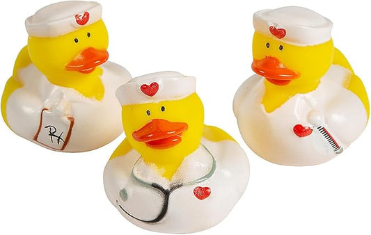 Fun Express Nurse Rubber Ducks in Bulk 12 Pack - Mini Rubber Duckies for Women | Medical Assistant Gifts & Pharmacy Technician | Nurse Week Gifts Bulk for Nursing Student Graduation