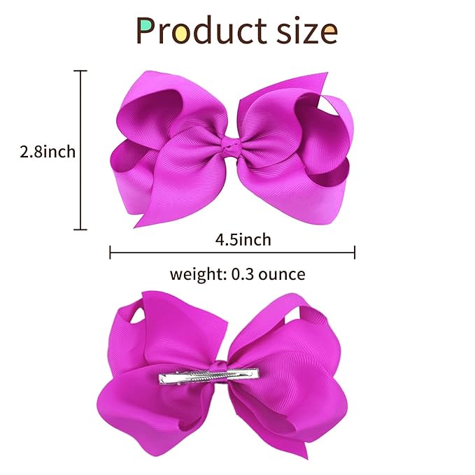 Oaoleer 40Pcs 4.5" Hair Bows Clips Grosgrain Ribbon Bows Hair Alligator Clips Hair Barrettes Hair Accessories for Baby Girls Infants Toddlers Kids Teens Children (4.5 Inch, 40 Colors)
