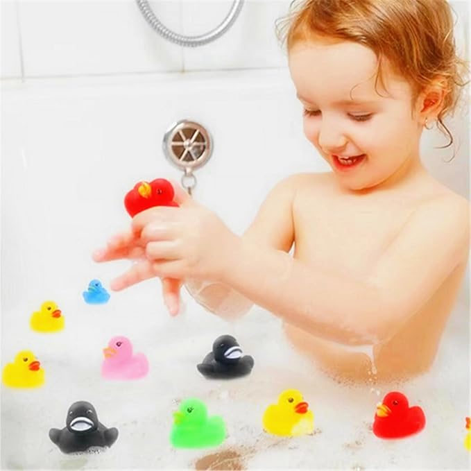31 Pcs Multicolored Mini Multicolor Rubber Ducks Baby Bath Ducky Bathtub Pool Squeaky Little Duck Toys for Shower/Party Decoration Supplies/Birthday (1.5"x 1.4" x 1.2")