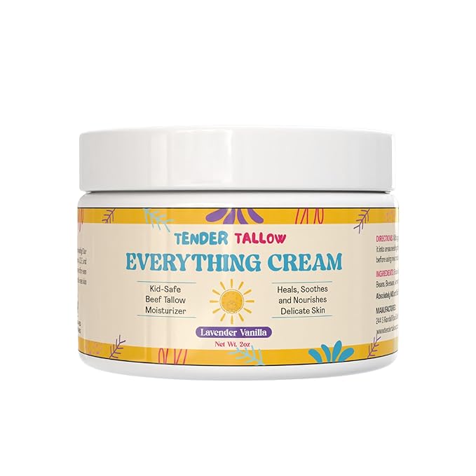 Lavender Vanilla Beef Tallow Baby Cream for Eczema Prone Sensitive Skin – 100% Grass Fed Tallow Balm for Dry Skin, Diaper Rash, Cradle Cap – Natural Non-Toxic Baby Lotion for Babies and Kids, 2oz